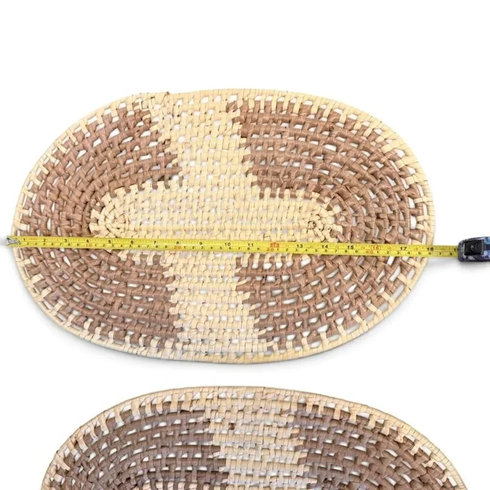 Vintage Hand Woven Natural Fiber Placemats Set of 4 Organic Modern